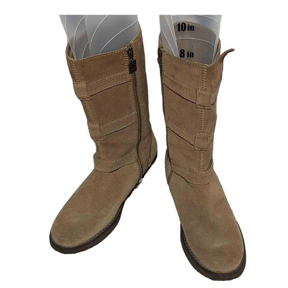 VTG BC Footwear Suede Sand Medium Triple Buckle Combat Boots Y2K 2000s 7